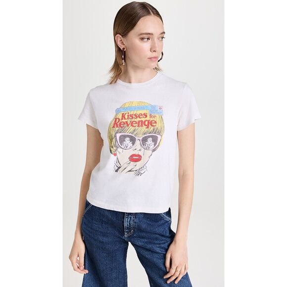 RE/DONE Kisses for Revenge Graphic Retro 70's Loose Tee Vintage White Sz XS $150 - Picture 8 of 12
